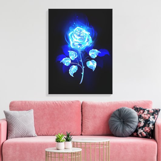 Blauw Roos verbranden Canvas Afdruk (Insitu (Woonkamer))
