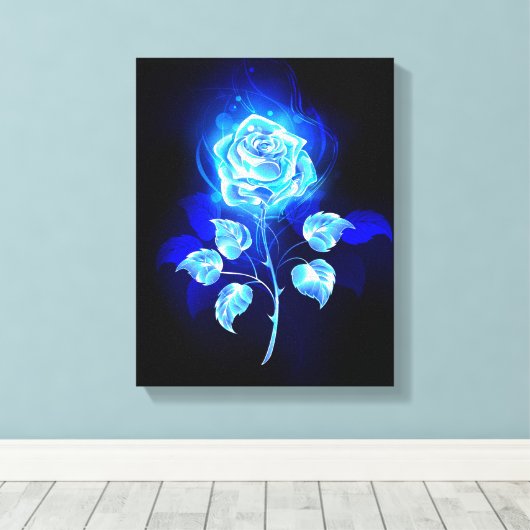 Blauw Roos verbranden Canvas Afdruk (Insitu (Houten vloer))