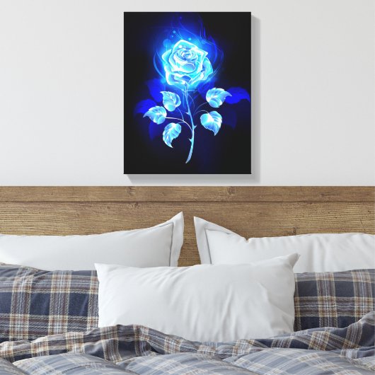 Blauw Roos verbranden Canvas Afdruk (Insitu (Slaapkamer))