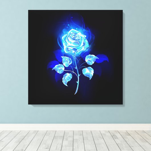 Blauw Roos verbranden Canvas Afdruk (Insitu (Houten vloer))