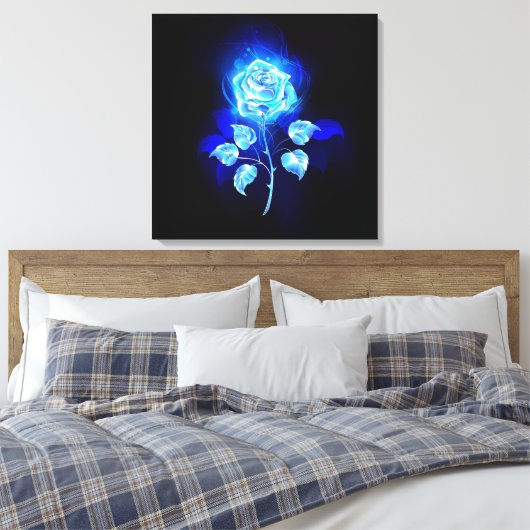 Blauw Roos verbranden Canvas Afdruk (Insitu (Slaapkamer))