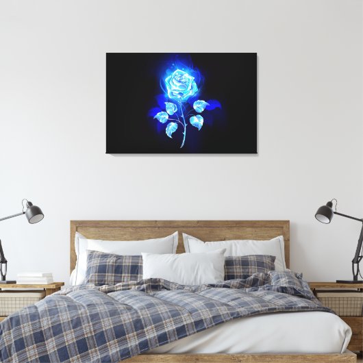 Blauw Roos verbranden Canvas Afdruk (Insitu (Slaapkamer))