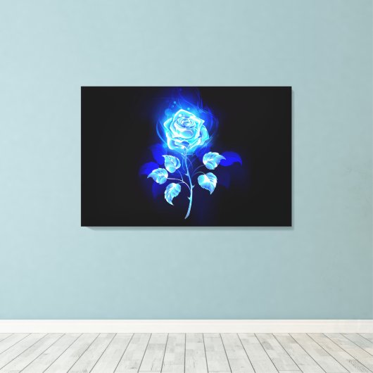 Blauw Roos verbranden Canvas Afdruk (Insitu (Houten vloer))