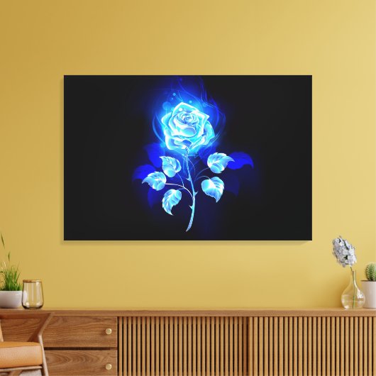 Blauw Roos verbranden Canvas Afdruk (Insitu (Woonkamer))