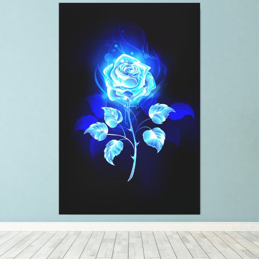 Blauw Roos verbranden Canvas Afdruk (Insitu (Houten vloer))