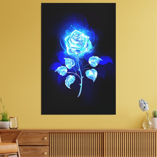 Blauw Roos verbranden Canvas Afdruk (Insitu (Woonkamer))