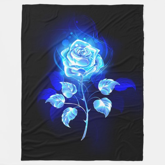 Blauw Roos verbranden Fleece Deken (Voorkant)