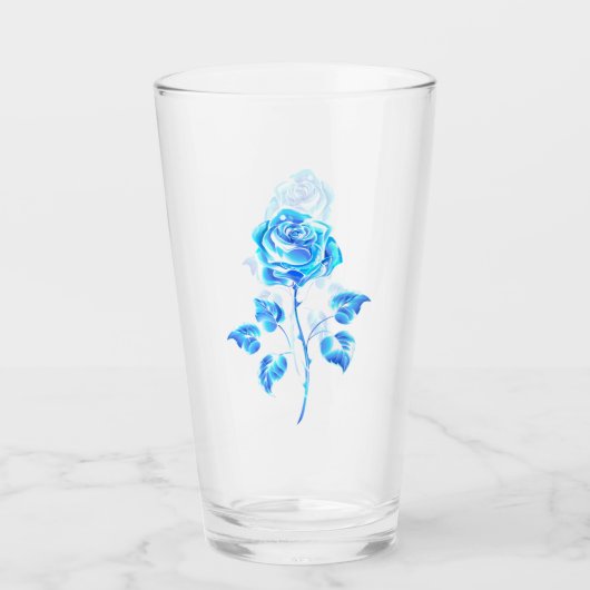 Blauw Roos verbranden Glas (Voorkant)