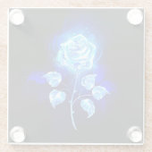 Blauw Roos verbranden Glazen Onderzetter (Achterkant)