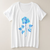 Blauw Roos verbranden Grote Maat T-shirt (Design voorkant)
