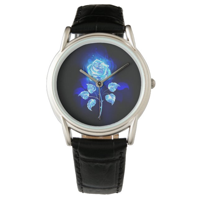 Blauw Roos verbranden Horloge (Voorkant)
