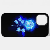 Blauw Roos verbranden iPhone Hoesje (Achterkant horizontaal)