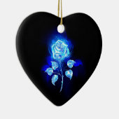 Blauw Roos verbranden Keramisch Ornament (Rechts)