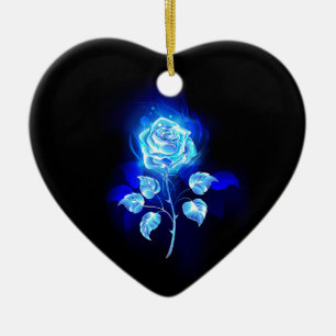 Blauw Roos verbranden Keramisch Ornament