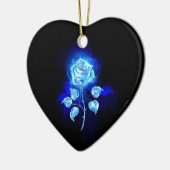 Blauw Roos verbranden Keramisch Ornament (Links)