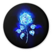 Blauw Roos verbranden Keramische Knop (Voorkant)