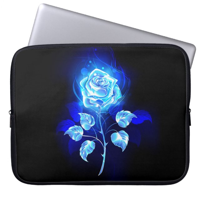 Blauw Roos verbranden Laptop Sleeve (Voorkant)