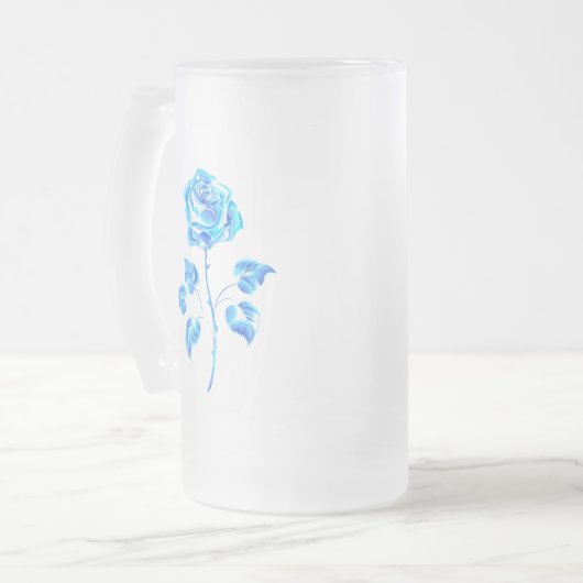 Blauw Roos verbranden Matglas Bierpul (Voorkant links)