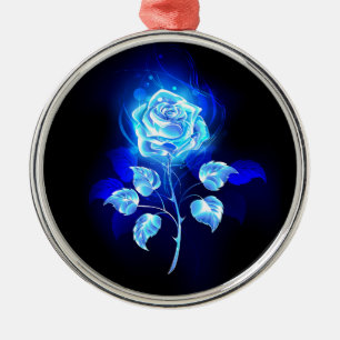 Blauw Roos verbranden Metalen Ornament