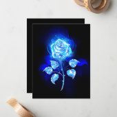 Blauw Roos verbranden Notitiekaartje (Voorkant / Achterkant in situ)