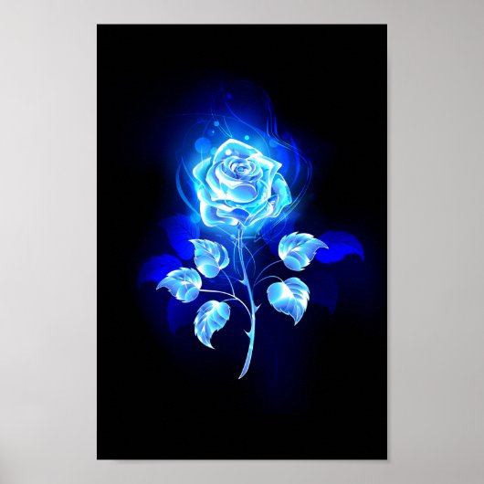 Blauw Roos verbranden Poster (Voorkant)