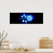 Blauw Roos verbranden Poster (Keuken)
