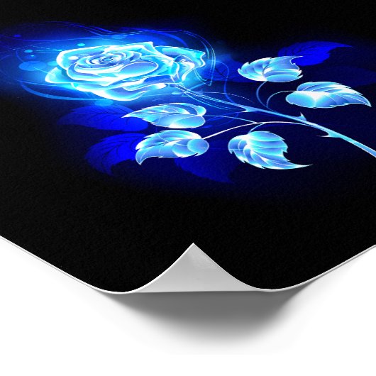 Blauw Roos verbranden Poster (Hoek)