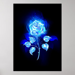 Blauw Roos verbranden Poster