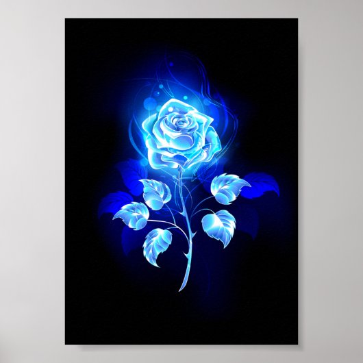 Blauw Roos verbranden Poster (Voorkant)
