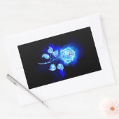 Blauw Roos verbranden Rechthoekige Sticker (Envelop)