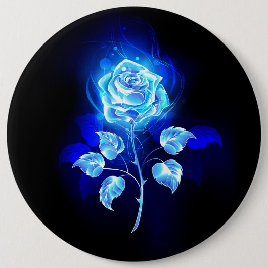 Blauw Roos verbranden Ronde Button 6,0 Cm (Voorkant)