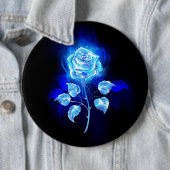 Blauw Roos verbranden Ronde Button 6,0 Cm (In situ)