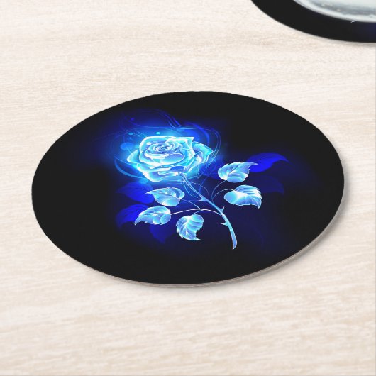 Blauw Roos verbranden Ronde Kartonnen Onderzetter (Gebogen)