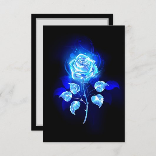 Blauw Roos verbranden RSVP Kaartje (Voorkant / Achterkant)