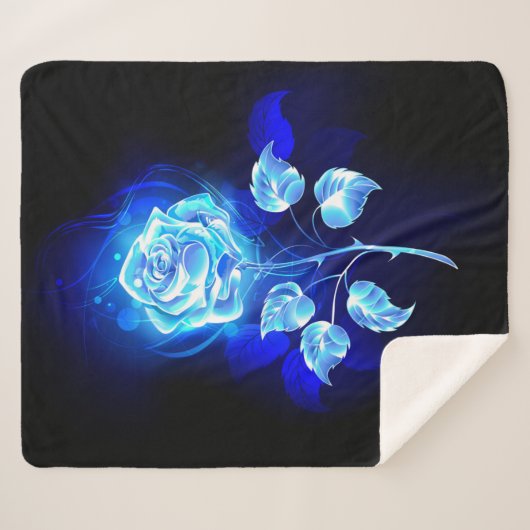 Blauw Roos verbranden Sherpa Deken (Voorkant (horizontaal))