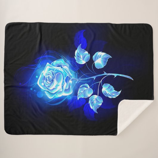 Blauw Roos verbranden Sherpa Deken (Voorkant (horizontaal))