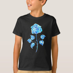 Blauw Roos verbranden T-shirt