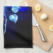 Blauw Roos verbranden Theedoek (Quarter Fold)