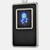 Blauw Roos verbranden Verzilverd Omlijst Ornament (Links)