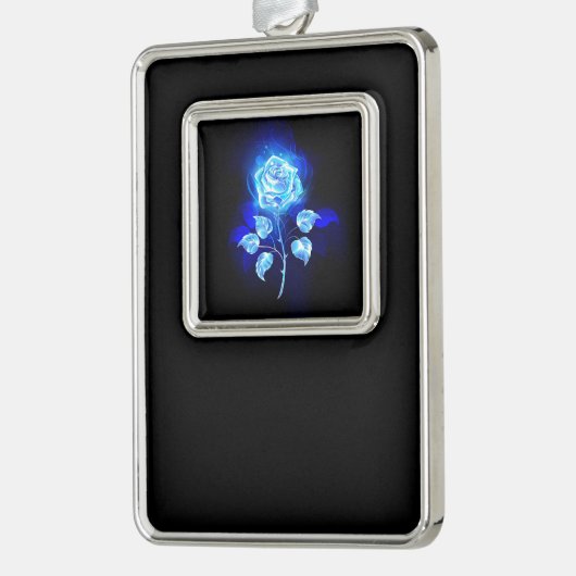 Blauw Roos verbranden Verzilverd Omlijst Ornament (Links)