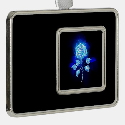 Blauw Roos verbranden Verzilverd Omlijst Ornament (Rechts)