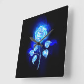 Blauw Roos verbranden Vierkante Klok (Hoek)