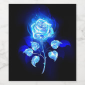 Blauw Roos verbranden Wijn Etiket (Enkel label)