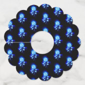 Blauw Roos verbranden Wijnglaslabel (Achterkant)