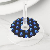 Blauw Roos verbranden Wijnglaslabel (Dichtbij)