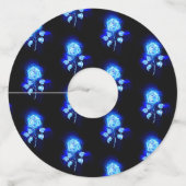 Blauw Roos verbranden Wijnglaslabel (Achterkant)