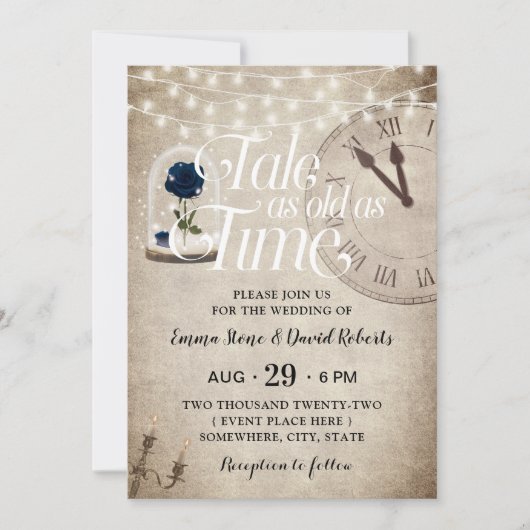  blauw Roos Vloer Dome Fairytale bruiloft Kaart (Voorkant)