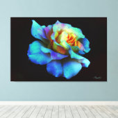 Blauw Roos voor regenboogstraal Verpakt Canvas Gro Afdruk (Insitu (Houten vloer))