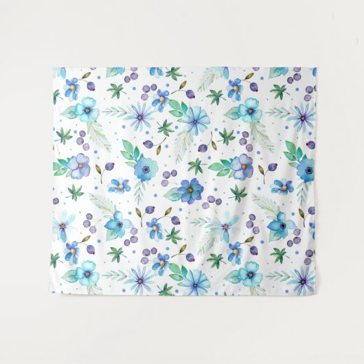 Blauw roos wandkleed (Voorkant (horizontaal))