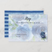 Blauw Roos Waterverf RSVP (Voorkant / Achterkant)